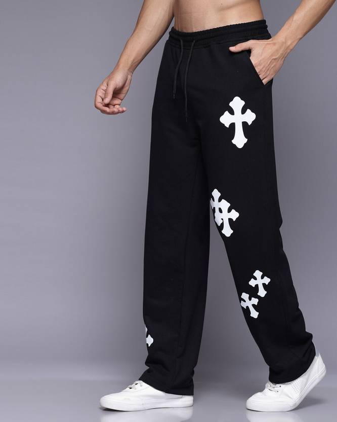 FLYNOFF Black Printed Loose Fit Men's Track Pant - Image 3
